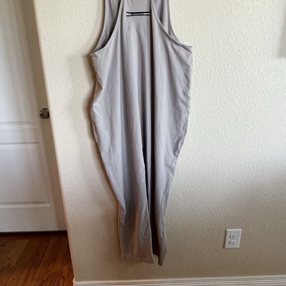 OUFEIYA Jumpsuit Harem Overall With Pockets Light Grey Sz Large NWOT - Picture 5 of 5